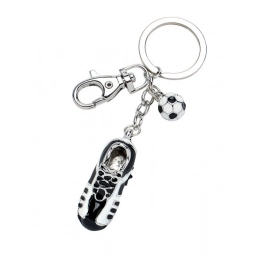 KEY CHAIN FOOTBALL SHOE BLACK WHITE