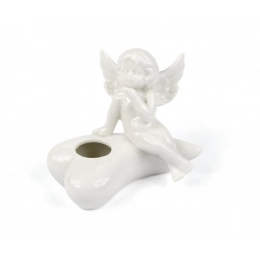 PORCELAIN ANGEL CANDLE HOLDER 90x50mm