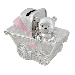 MONEYBOX PRAM PINK H80 MM