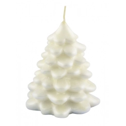 CANDLE CHRISTMAS TREE WHITE SHINY