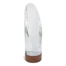 TROFEO CRISTALLO BASE LEGNO 7x23 CM