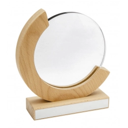 TROFEO VETRO DIAM.150 MM SUPPORTO LEGNO