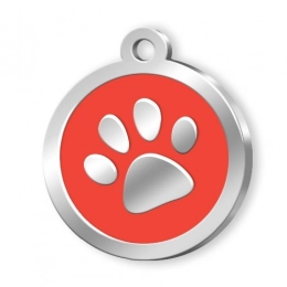 PET TAG ROUND RED PAW