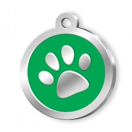 PET TAG ROUND GREEN PAW