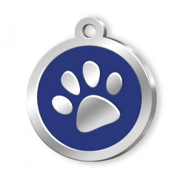PET TAG ROUND BLUE PAW