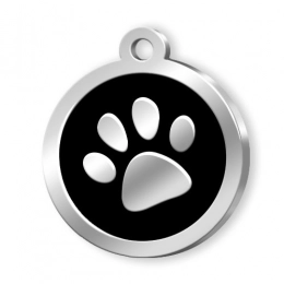 PET TAG ROUND BLACK PAW