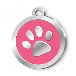 PET TAG ROUND PINK PAW