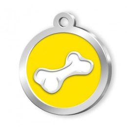 PET TAG ROUND YELLOW BONE