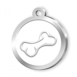 PET TAG ROUND WHITE BONE