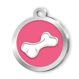 PET TAG ROUND PINK BONE
