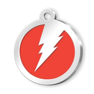 
                                            Адресник для питомца круглый красный с молнией
                                            