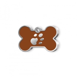 PET TAG SMALL BROWN BONE WITH PAW
