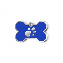 PET TAG SMALL BLUE BONE WITH PAW