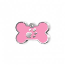 PET TAG SMALL ROSE BONE WITH PAW