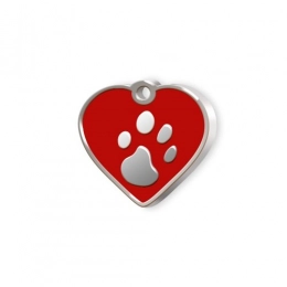 PET TAG MINI RED HEART WITH PAW