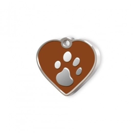 PET TAG MINI BROWN HEART WITH PAW