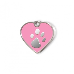 PET TAG MINI PINK HEART WITH PAW