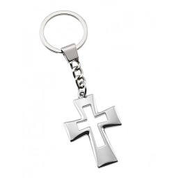 KEY CHAIN PERFORATED CROSS SMOOTH-NO BOX