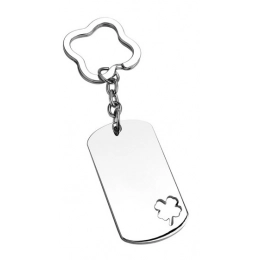 KEYCHAIN RECTANGULAR FOUR-LEAF CLOVER