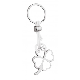 KEY RING FOUR-LEAF CLOVER PVC WHITE