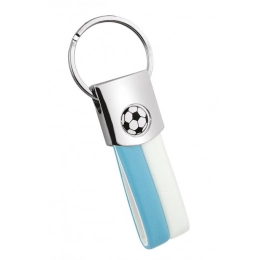 KEYCHAIN FOOTBALL PU WHITE/LIGHT BLUE