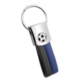 KEYCHAIN FOOTBALL PU BLACK/BLUE NO BOX