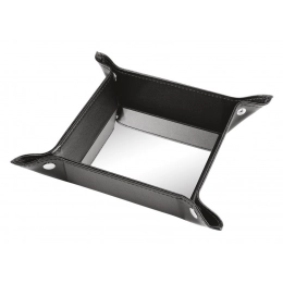 BLACK PU VALET TRAY 10x10 cm WITH PLATE