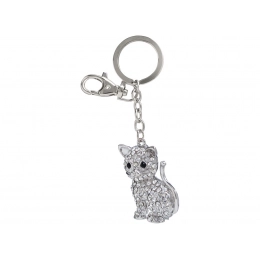 KEYCHAIN KITTEN WITH CRYSTALS - NO BOX
