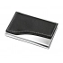 Металлический футляр для визиток с черной PU-отделкой Металлический футляр для визиток с черной PU-отделкой