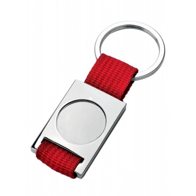 
                                            KEY CHAIN RED TEXTILE RIBBON W/CAVITY
                                            
