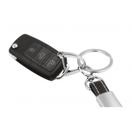 KEY CHAIN SHINY METAL BLACK LEATHER