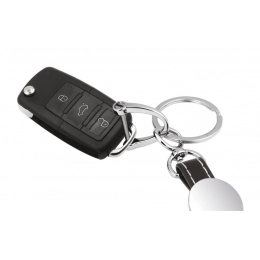 KEY CHAIN SHINY METAL BLACK LEATHER