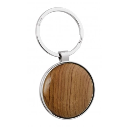 KEY RING ROUND WITH WOOD