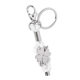 KEY CHAIN FOUR-LEAVE CLOVER/WHITE CORD