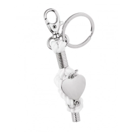 KEY CHAIN HEART/WHITE CORD