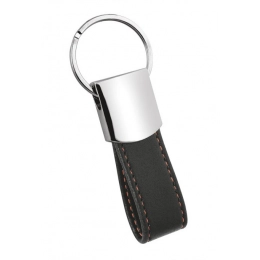 KEYCHAIN PU BLACK WITH RED STITCHING