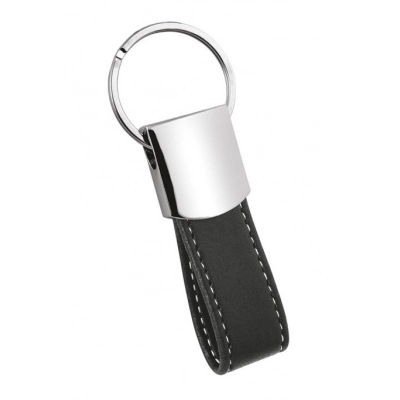 
                                            KEYCHAIN PU BLACK WITH WHITE STITCHING
                                            