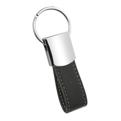 
                                            KEYCHAIN PU BLACK WITH GREEN STITCHING
                                            
