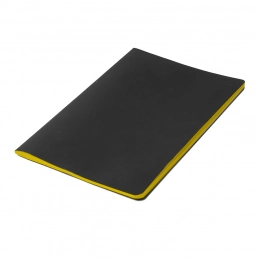 SLIMMY notebook, 140 x 210 mm, black cover with beige block, lined pages.