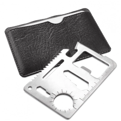 
                                            WICAX multitool in imitation leather case, stainless steel, silver
                                            