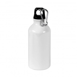GREIMS sublimation bottle with snap hook, white, 400 ml, metal