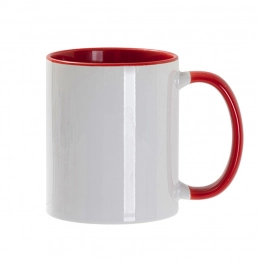 Sublimation mug, 330 ml, d=82 mm, standard A, white, yellow inside, yellow handle.