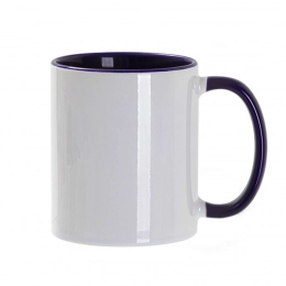Sublimation mug, 330 ml, d=82 mm, standard A, white, yellow inside, yellow handle.
