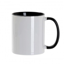 Sublimation mug, 330 ml, d=82 mm, standard A, white, yellow inside, yellow handle.