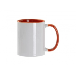 Кружка для сублимации, 330 мл, d=82 мм, стандарт А, белая, красная внутри, красная ручка