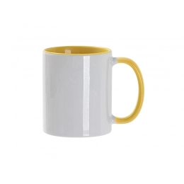 Sublimation mug, 330 ml, d=82 mm, standard A, white, red inside, red handle.