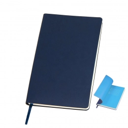 Бизнес-блокнот FUNKY А5, голубой, серый форзац, мягкая обложка,  в линейку