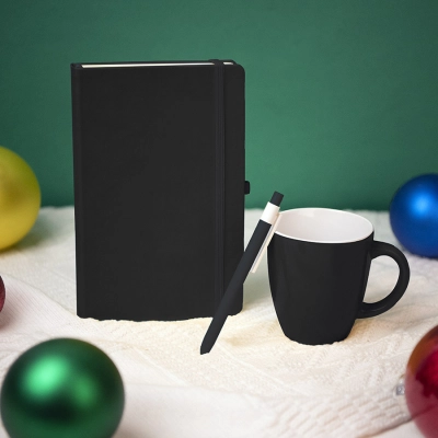 
                                                Gift set HAPPINESS: notebook, pen, mug, blue.
                                                