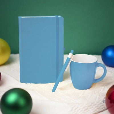 
                                                HAPPINESS Gift Set: notepad, pen, mug, blue
                                                