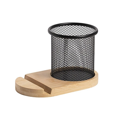 
                                            Набор: подставка под телефон SATELLIT со стаканом для канцелярских принадлежностей, бежевый/черный,
                                            